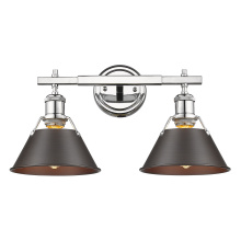 Golden 3306-BA2 CH-RBZ - Yep by Golden Lighting Orwell 2-light Vanity in Chrome and Rubbed Bronze shade
